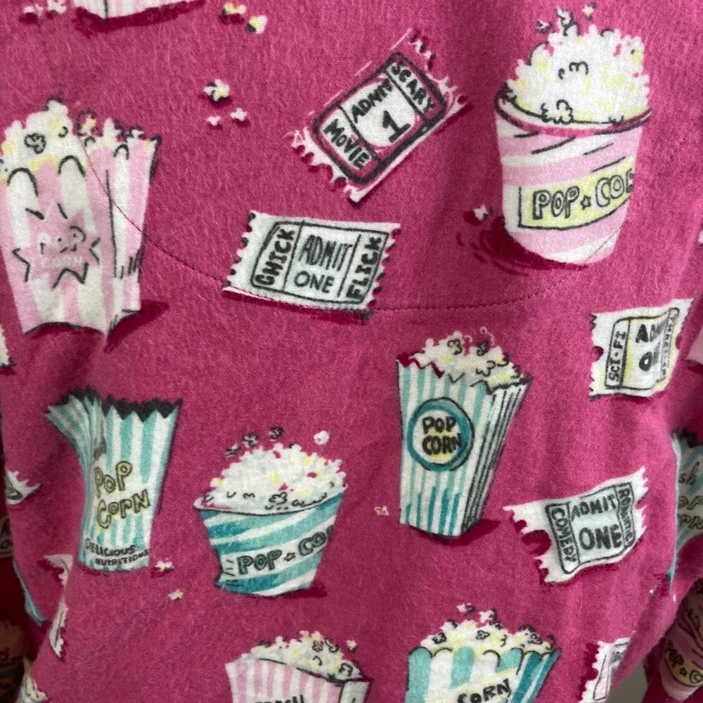 NWOT chick flicks and popcorn bamboo flannel pj top w/ contrasting trim BFF nite - Picture 9 of 16